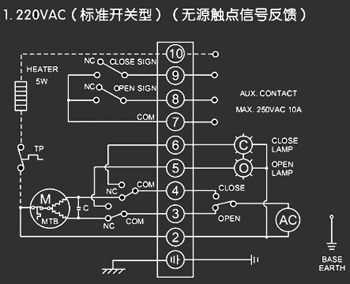220VAC標(biāo)準(zhǔn)開關(guān)型<a href='http://www.mybalin.cn/Product/diefa/diandongdiefa/' target='_blank'>電動(dòng)<a href='http://www.mybalin.cn/Product/diefa/' target='_blank'>蝶閥</a></a>接線圖