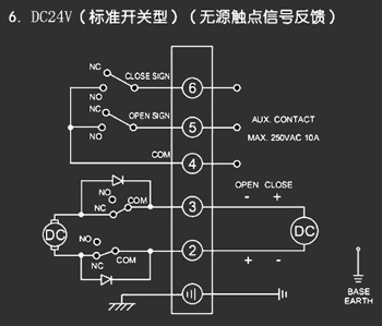 ＤＣ24Ｖ標(biāo)準(zhǔn)開關(guān)型<a href='http://www.mybalin.cn/Product/diefa/diandongdiefa/' target='_blank'>電動(dòng)<a href='http://www.mybalin.cn/Product/diefa/' target='_blank'>蝶閥</a></a>接線圖